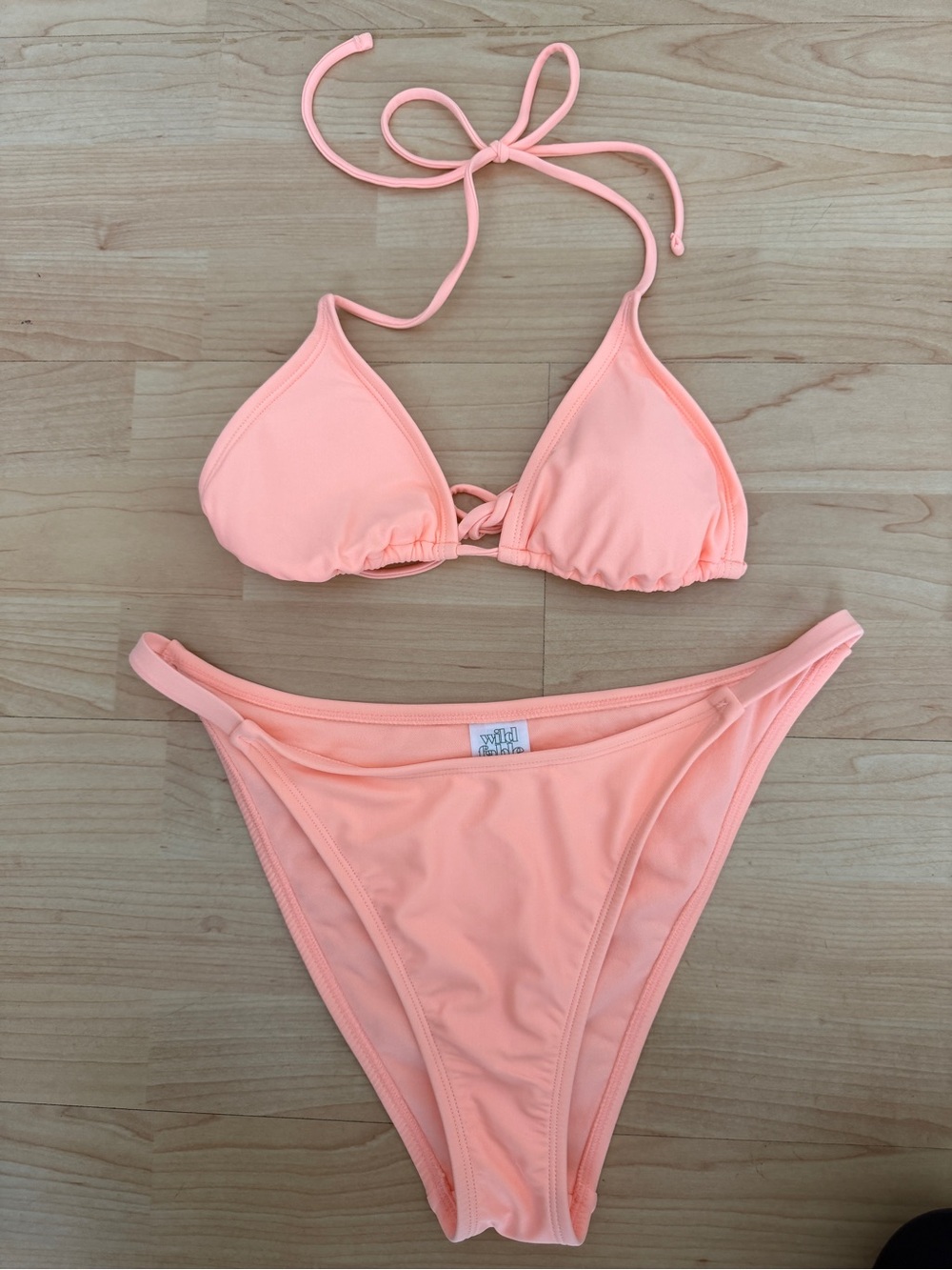 NEW Wild FAble Peach Tie-Back Triangle Bikini Set